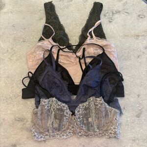 Victorias Secret Lace Bralette Set - Black, Blue, Pink, Gray size m-xl